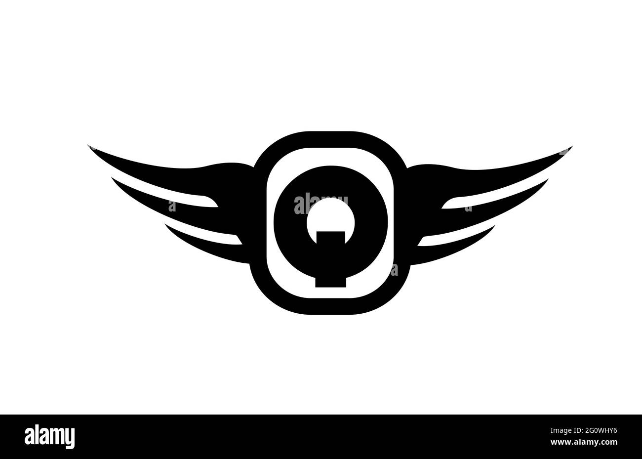 Q alphabet letter logo for business and company with wings and black ...