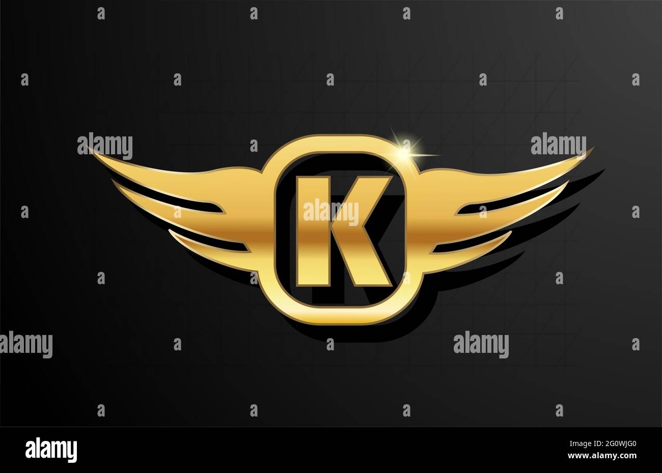 K gold letter logo alphabet for business and company with yellow color ...