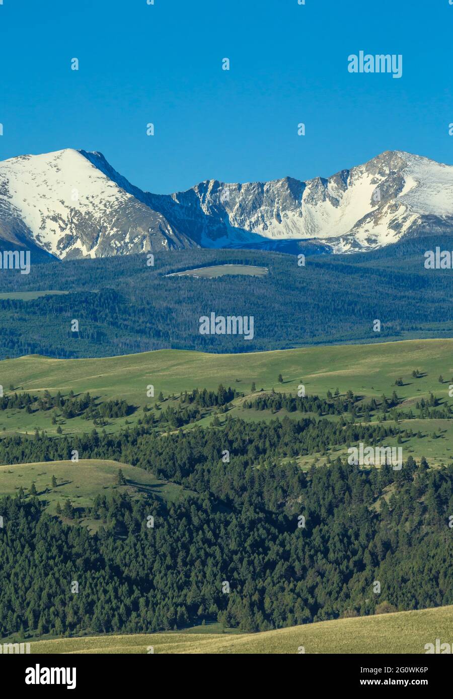 deer lodge mountain and mount powell in the flint creek range near garrison, montana Stock Photo