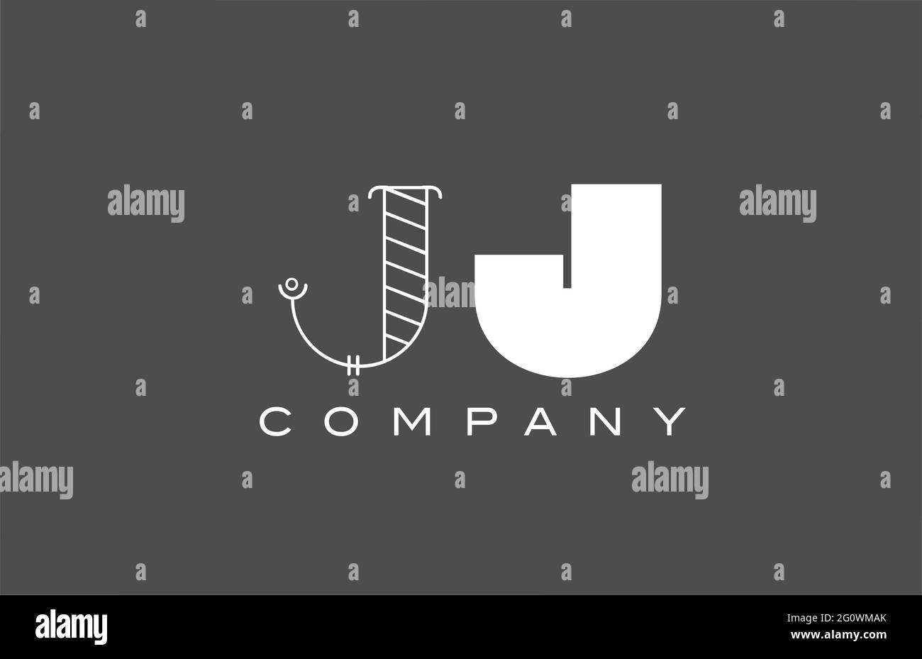 geometric J JJ grey white alphabet letter logo icon for company. Different style combination design for business and corporate Stock Photo