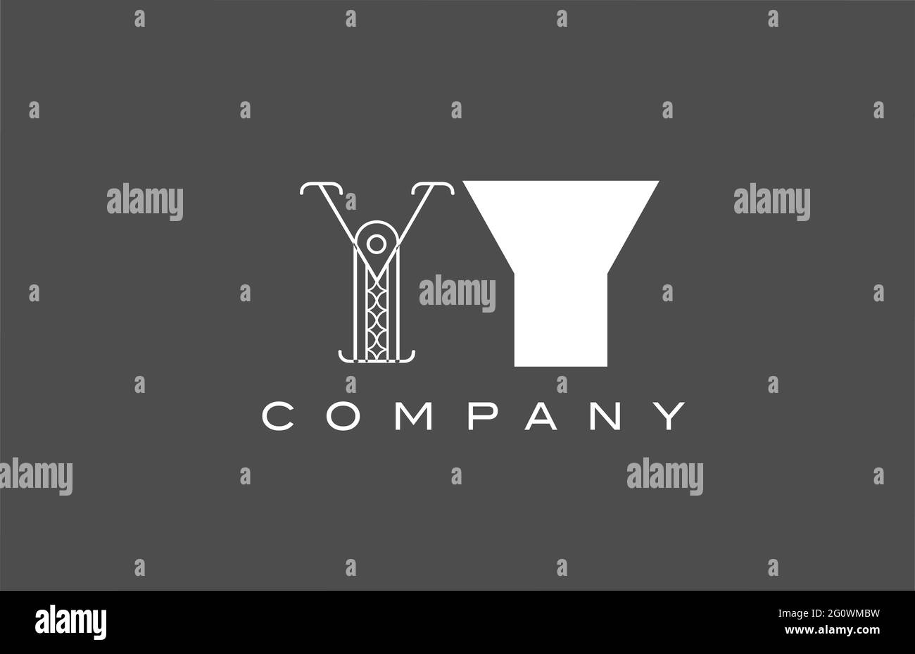 geometric Y YY grey white alphabet letter logo icon for company. Different style combination design for business and corporate Stock Photo