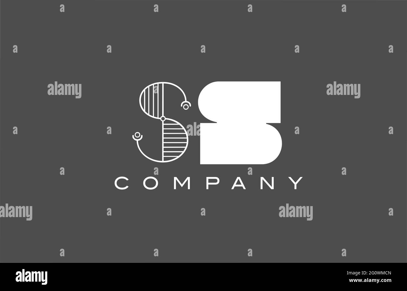 geometric S SS grey white alphabet letter logo icon for company. Different style combination design for business and corporate Stock Photo