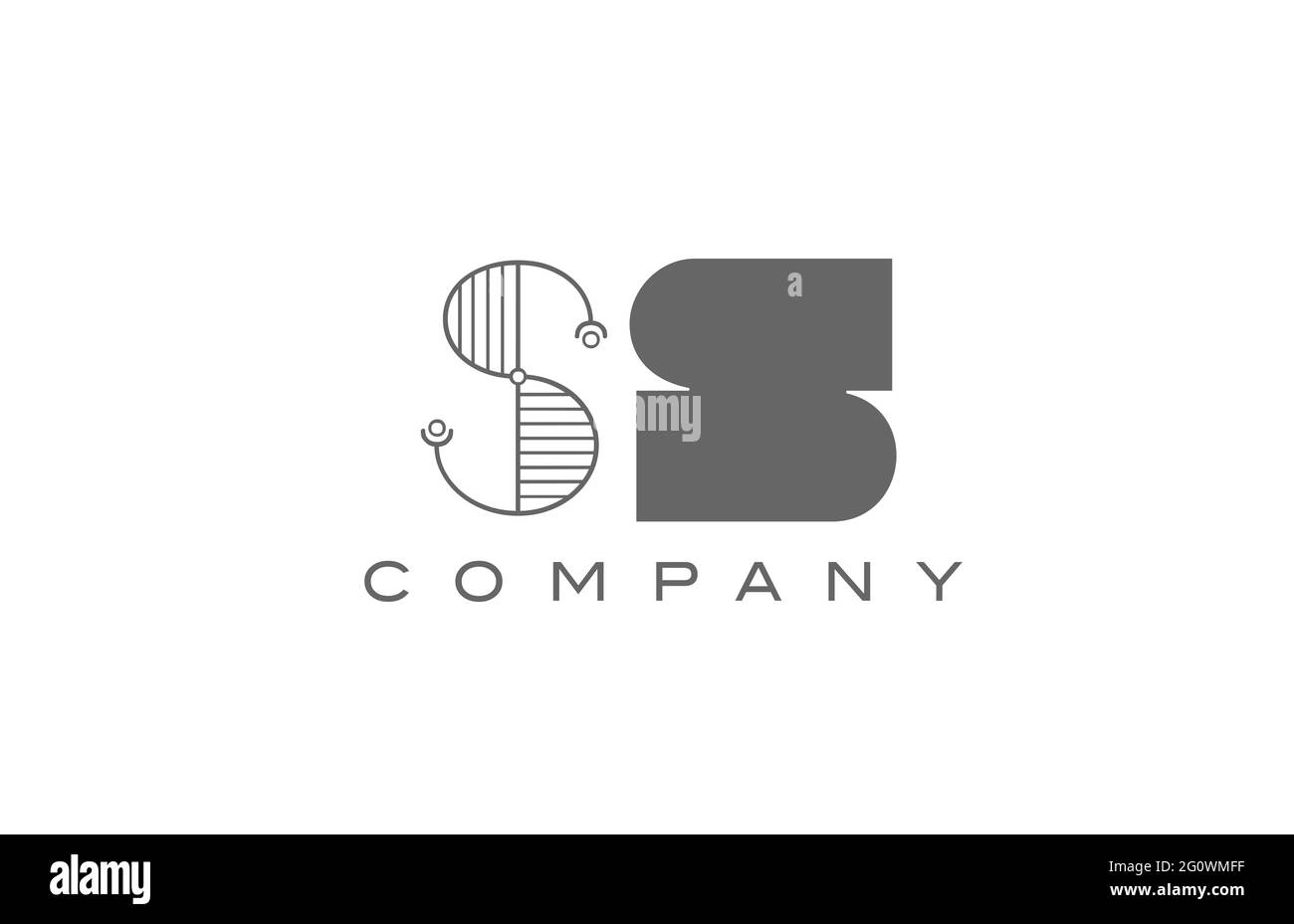 S SS grey white alphabet logo icon for company with geometric style. Creative letter combination design for corporate and business Stock Photo