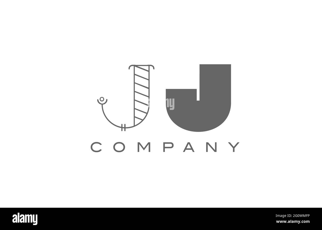 J JJ grey white alphabet logo icon for company with geometric style. Creative letter combination design for corporate and business Stock Photo
