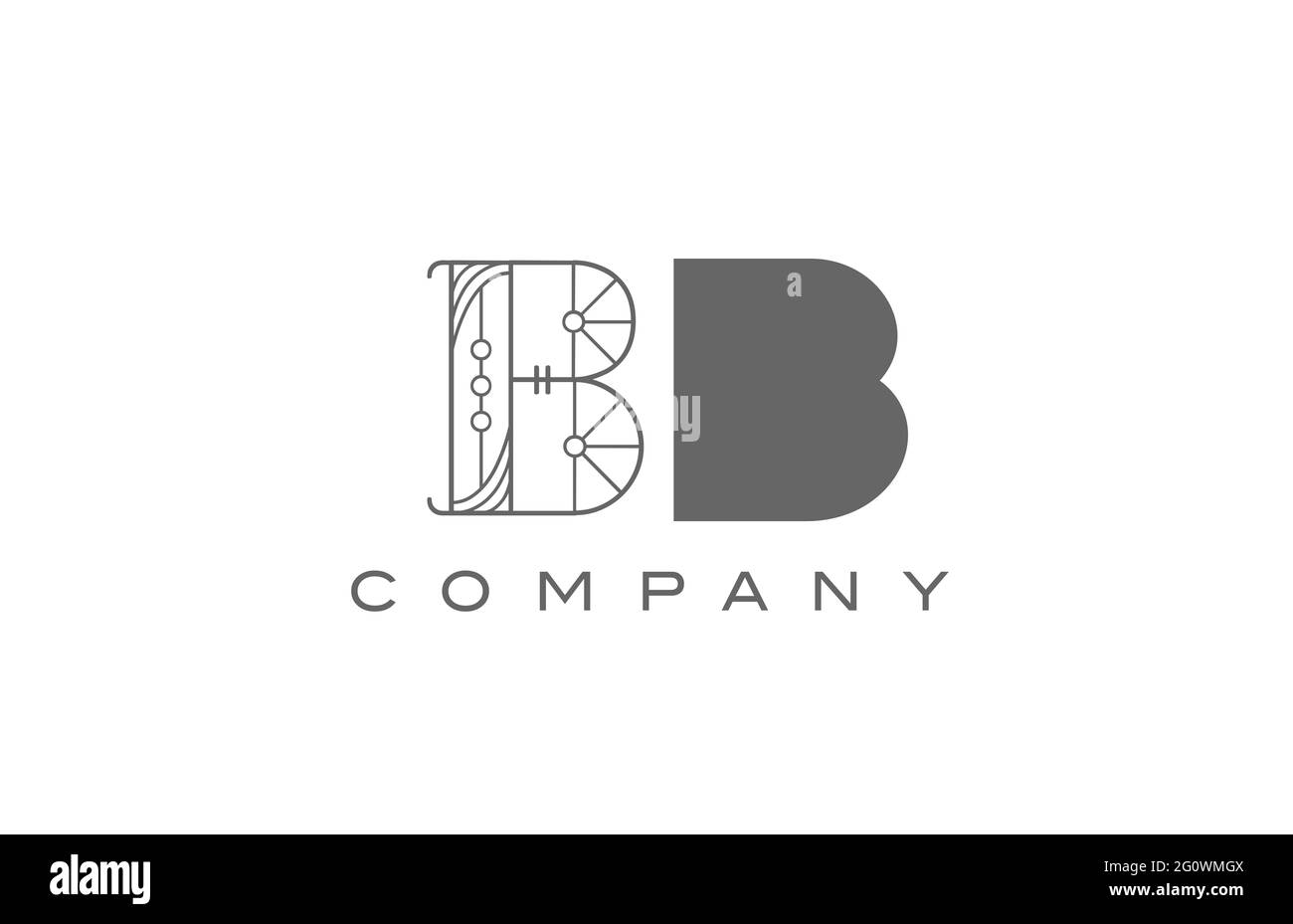 B BB grey white alphabet logo icon for company with geometric style. Creative letter combination design for corporate and business Stock Photo