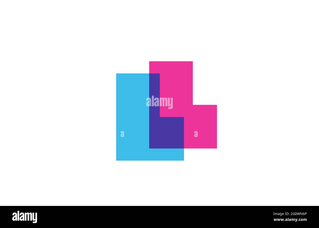 intersected L letter logo icon for company. Blue and pink alphabet ...