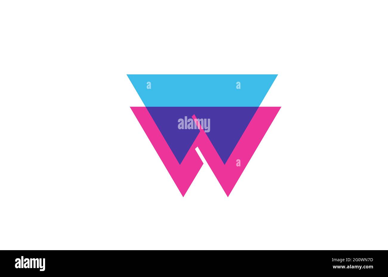 intersected W letter logo icon for company. Blue and pink alphabet ...
