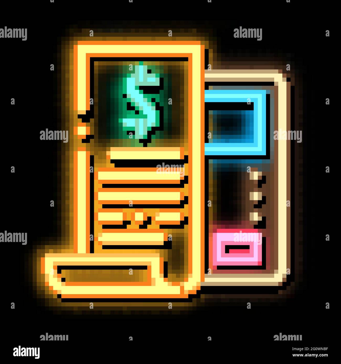 Check Cash Device neon glow icon illustration Stock Vector Image & Art ...