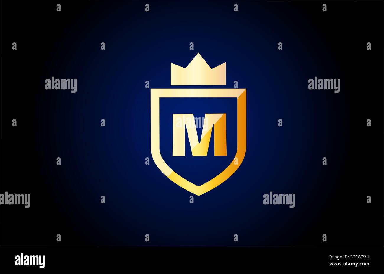 gold M alphabet letter logo icon. Design for company and business ...