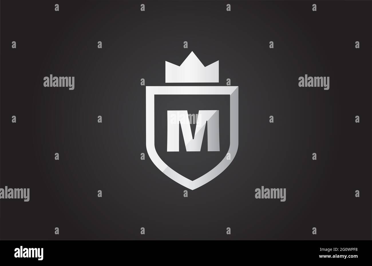 M alphabet letter logo icon in black and grey color. Shield design for ...