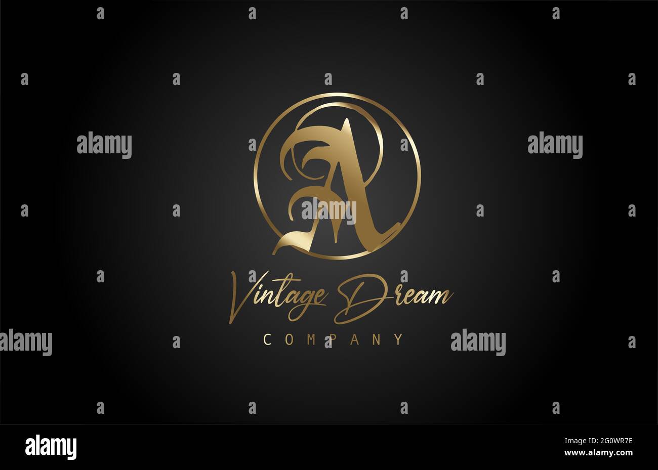 A gold golden alphabet letter logo icon. Vintage design concept for ...