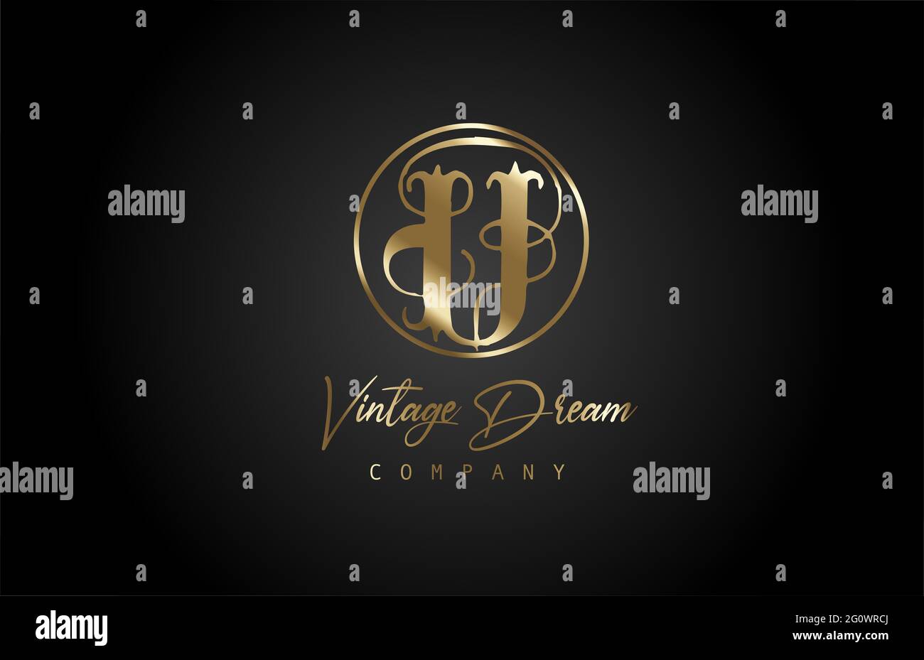 U gold golden alphabet letter logo icon. Vintage design concept for ...