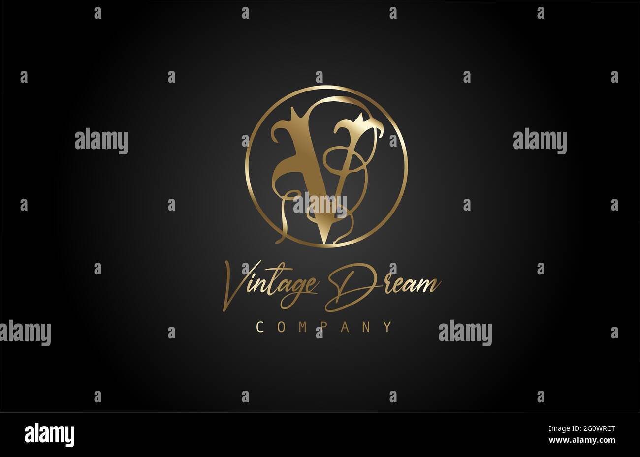 Golden Letter V Luxury Logo Icon, Vintage Gold E Letter Logo