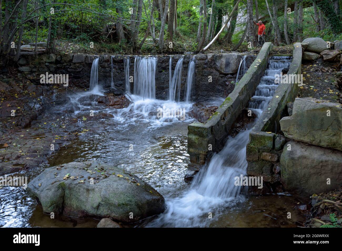 Waterfall in the Riera Major river, next to Viladrau, in Montseny (Catalonia, Spain) Stock Photo