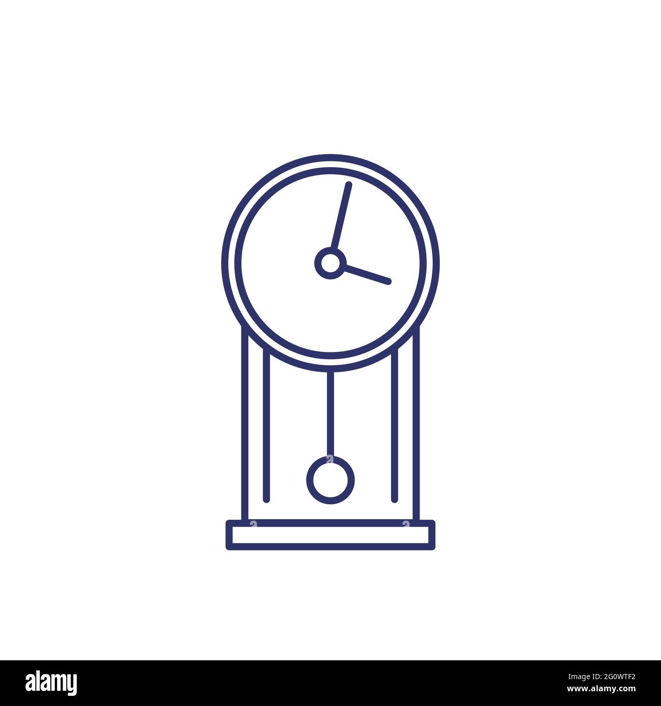 Retro wall clock line icon on white Stock Vector