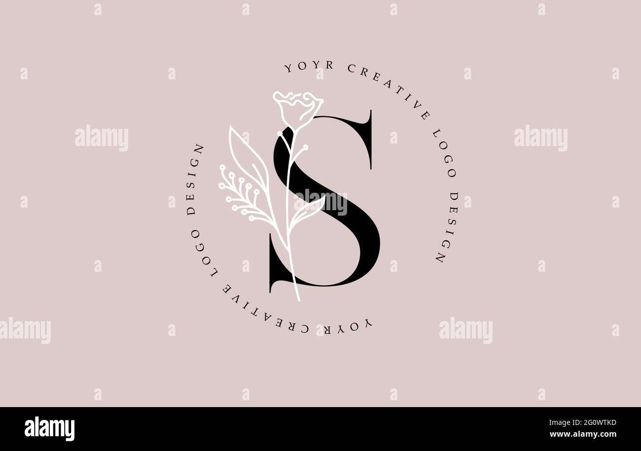 Elegant Vector Flower S Letter Design Logo with Floral Leaf Plant Idea ...
