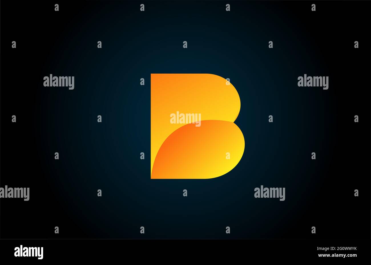 geometric alphabet B letter logo for company and business with yellow ...