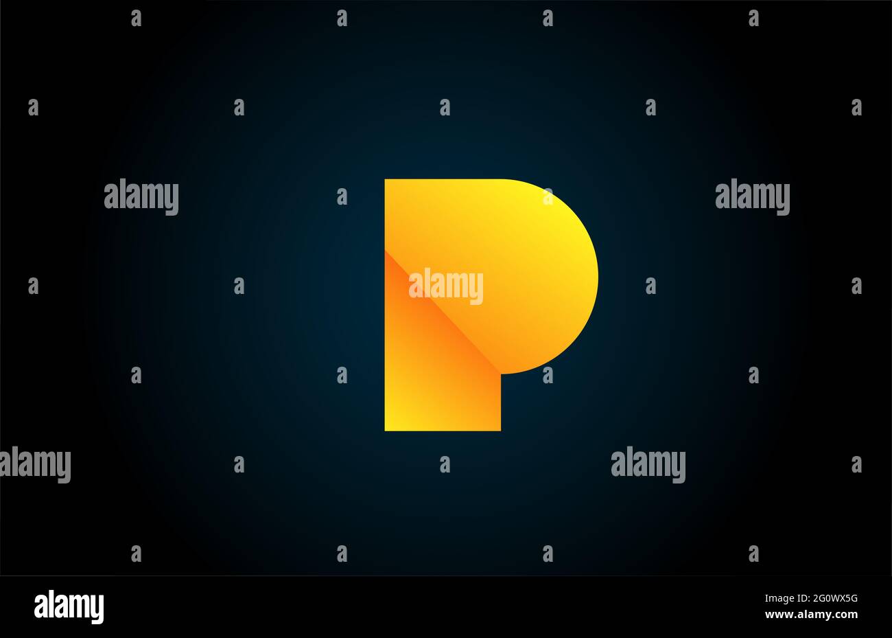geometric alphabet P letter logo for company and business with yellow ...