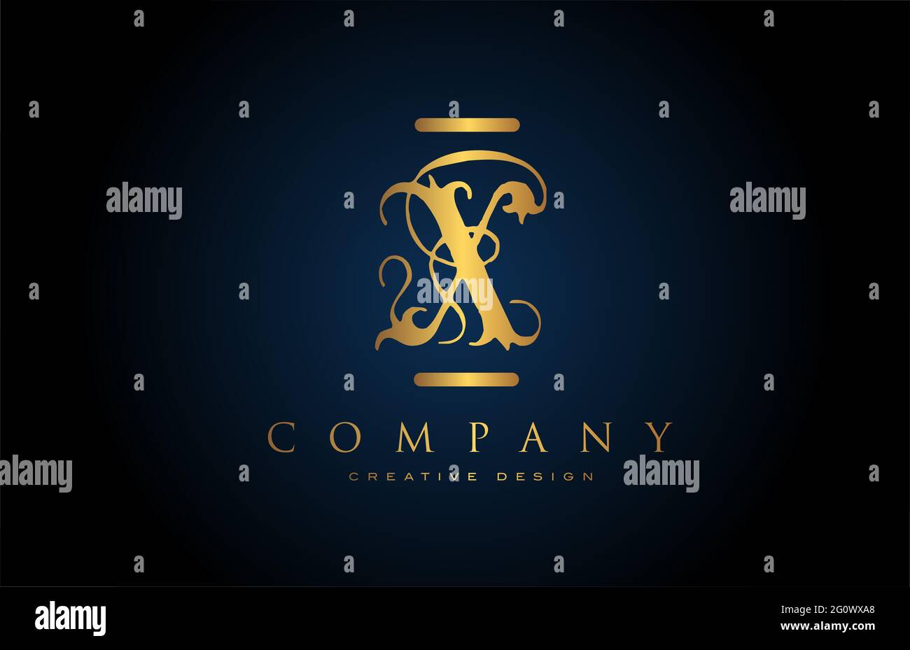 vintage gold X alphabet letter icon logo for company and business ...