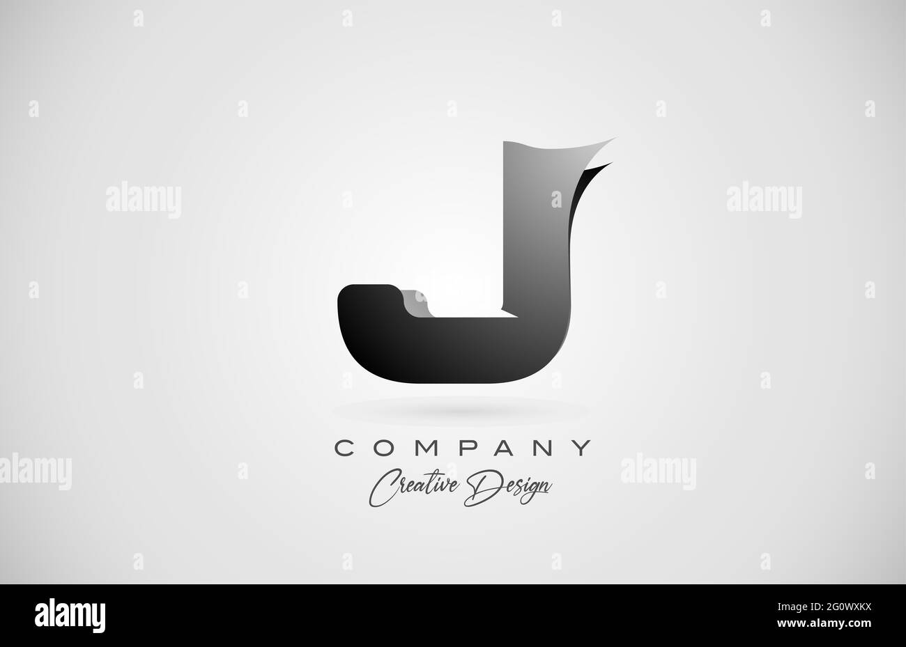 alphabet letter J logo icon in black gradient. Creative design for business and company Stock Photo