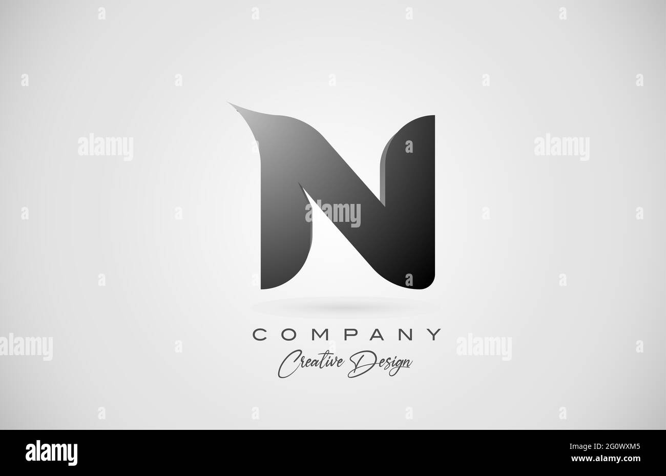 alphabet letter N logo icon in black gradient. Creative design for