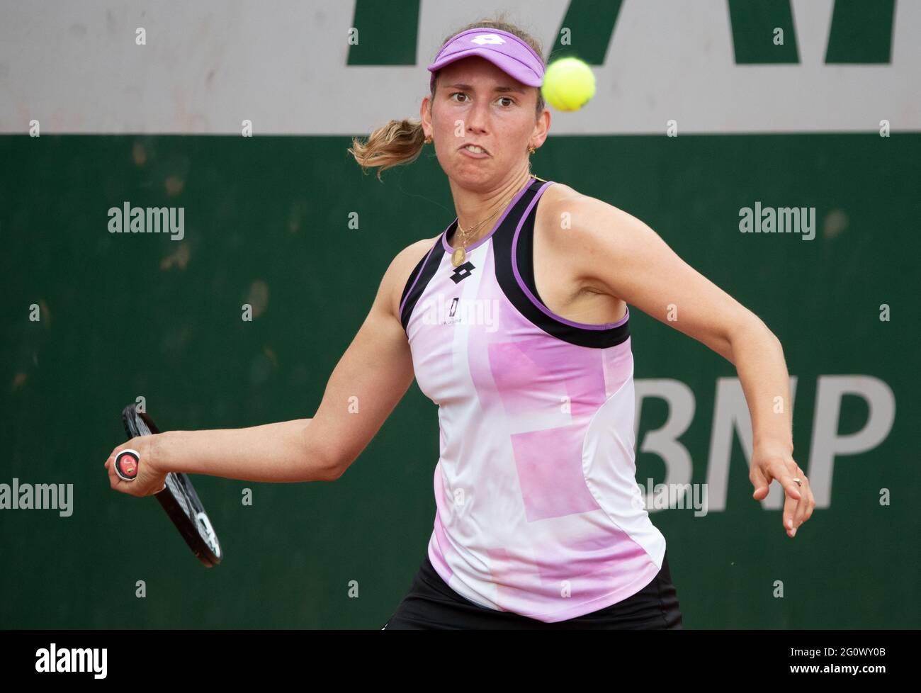 Belgian Elise Mertens pictured in action during a second round game of the  Women's Singles tournament between Belgian Mertens (WTA 15) and Kazach Diya  Stock Photo - Alamy