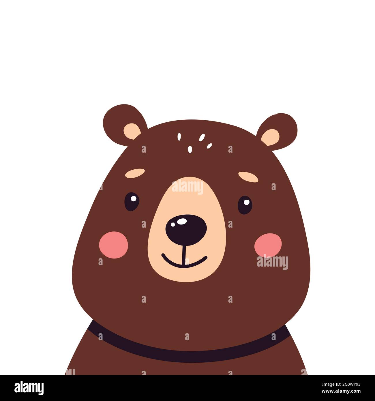 Cute brown bear on a white isolated background, vector illustration ...