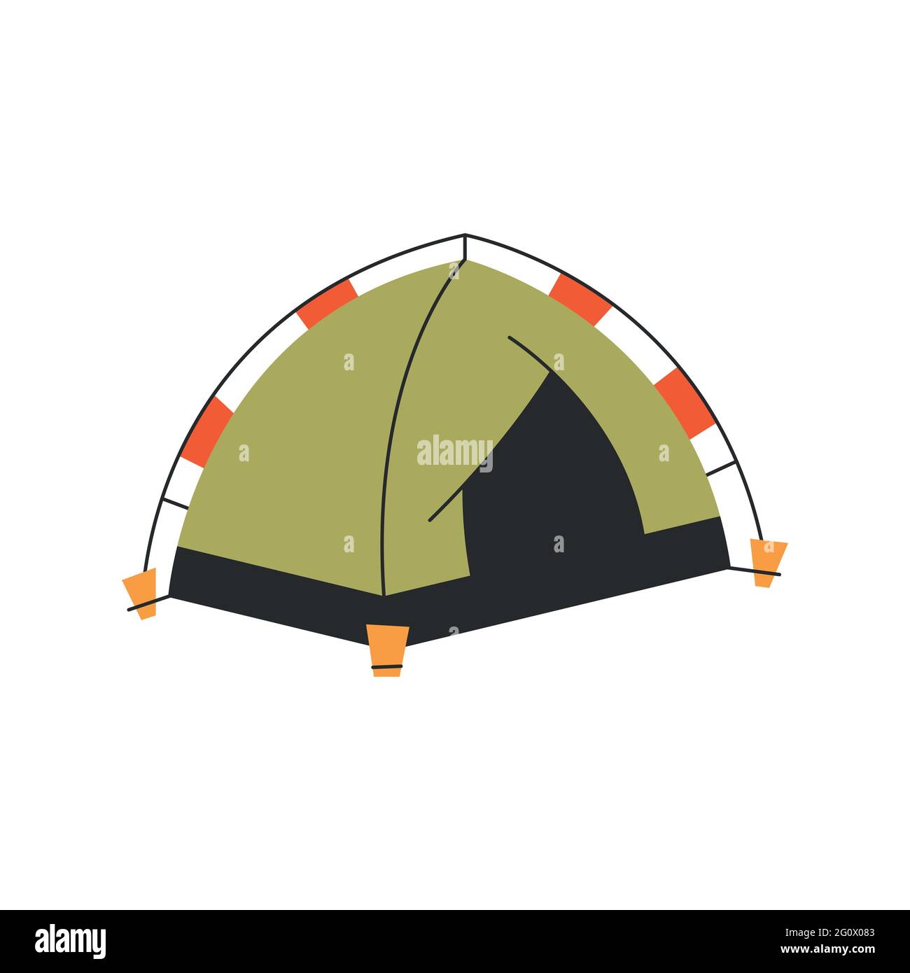 The only canvas tent on a white background. Vector illustration. Stock Vector