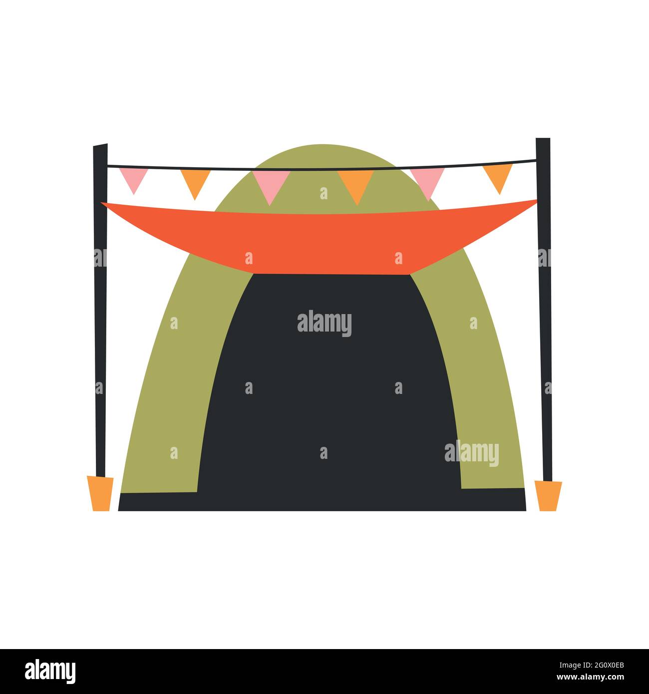 The only canvas tent on a white background. Vector illustration. Stock Vector
