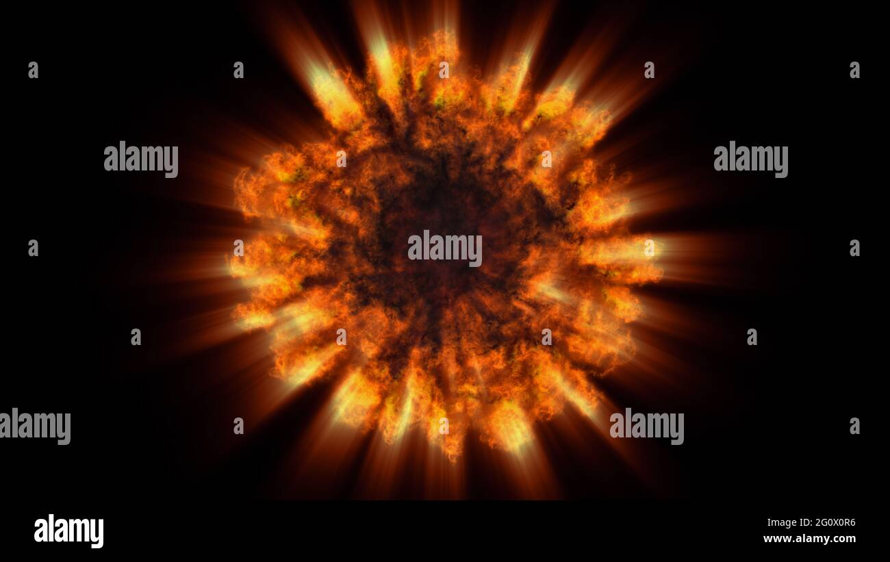 fire flame ball explosion in space, abstract illustration Stock Photo ...