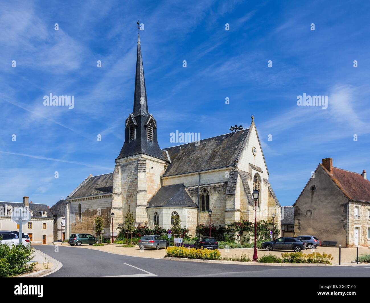 Village church in centre of Lucay-le-Male, Indre (36), France. Stock Photo