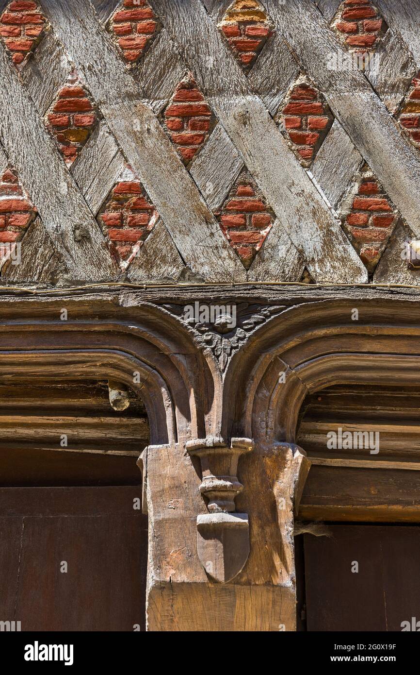 Detail of mediaeval domestic architecture in Saint-Aignan, Loir-et-Cher (41), France. Stock Photo