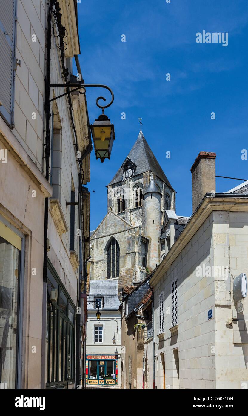 View of the Collegiate Church of Saint-Aignan, Loir-et-Cher (41), France. Stock Photo
