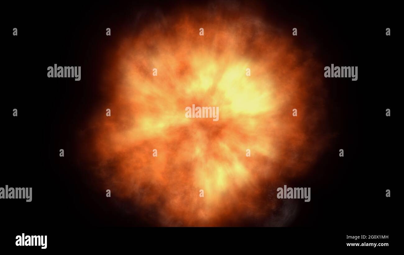 fire flame ball explosion in space, abstract illustration Stock Photo ...