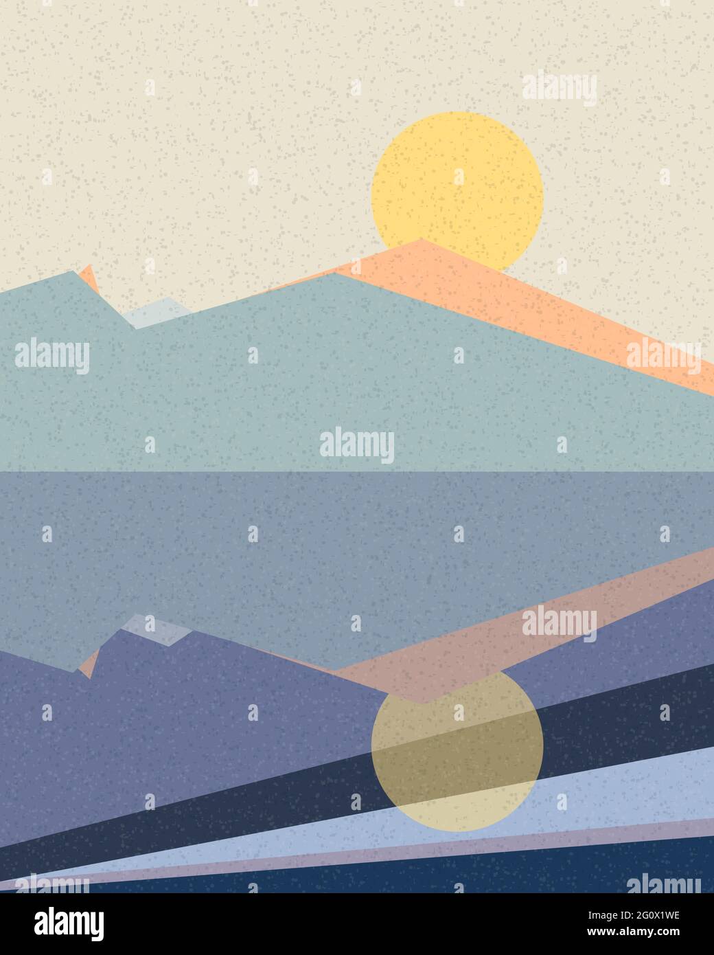 Geometric landscape silhouette generative art poster illustration Stock ...
