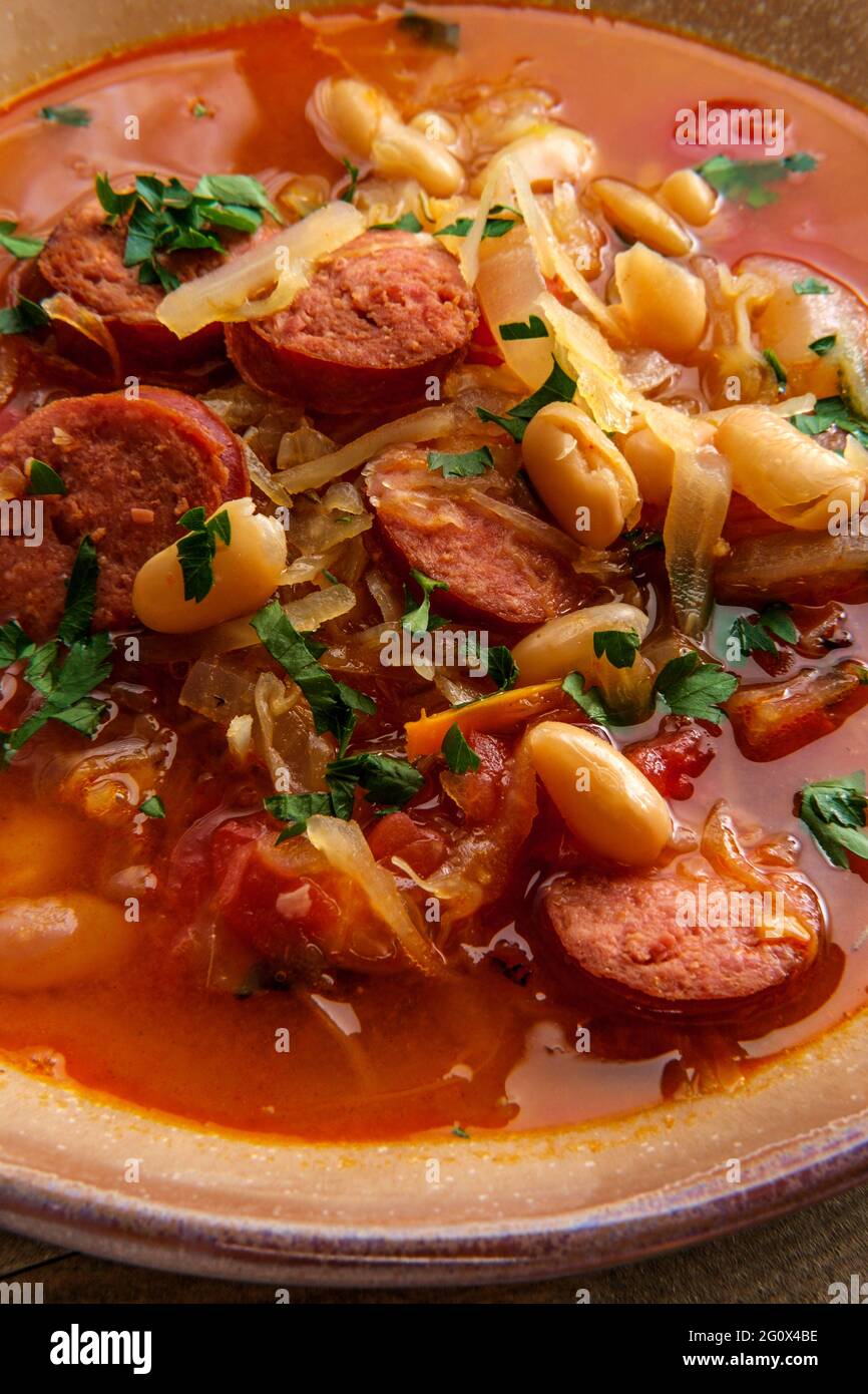 German kielbasa Oktoberfest stew with cabbage and sauerkraut Stock Photo Alamy