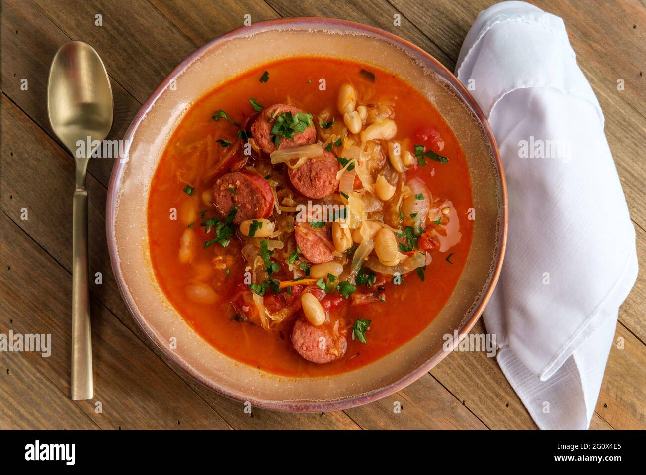 German kielbasa Oktoberfest stew with cabbage and sauerkraut Stock Photo Alamy
