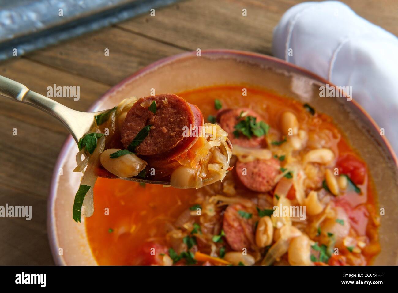 German kielbasa Oktoberfest stew with cabbage and sauerkraut Stock Photo Alamy