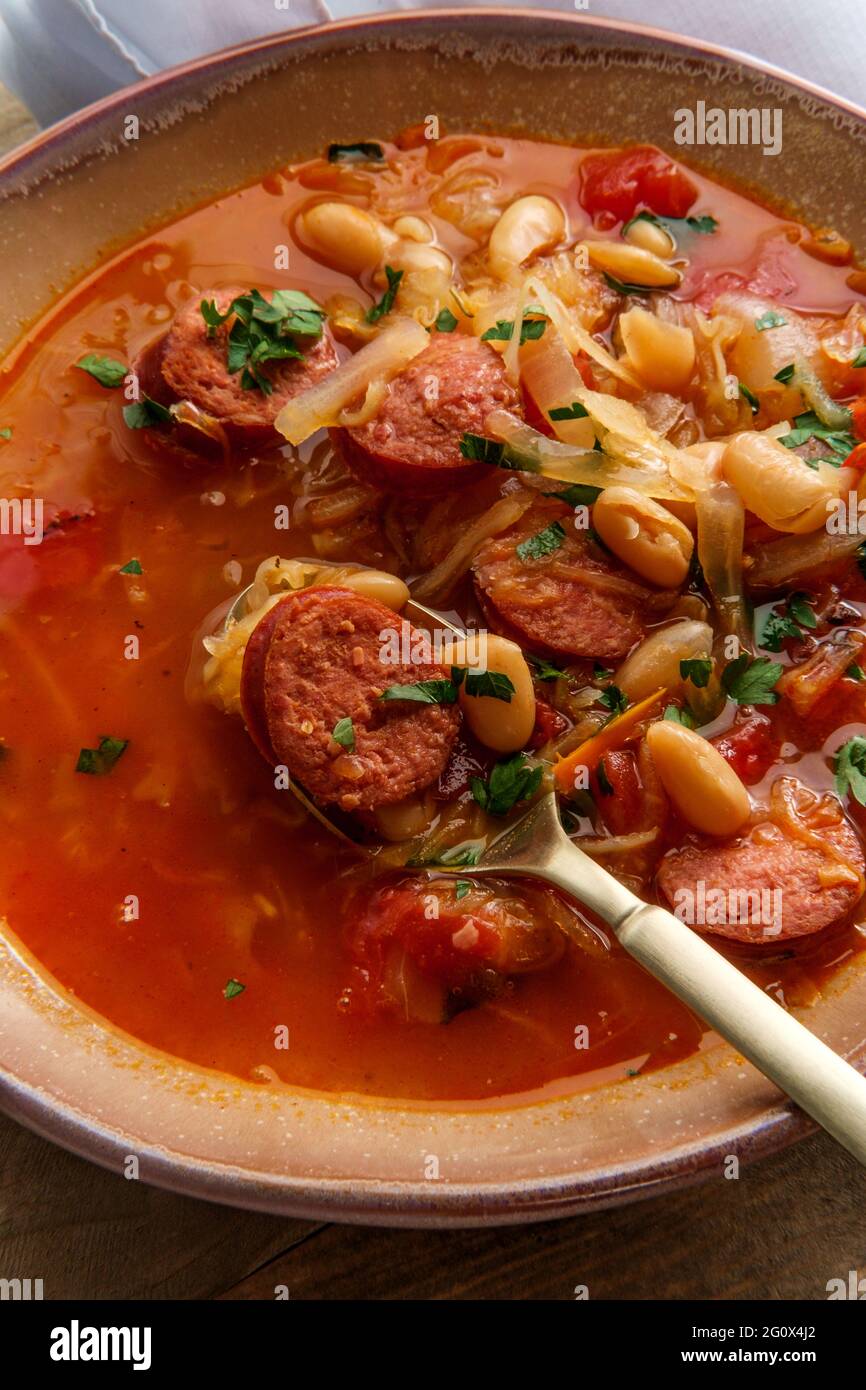 German kielbasa Oktoberfest stew with cabbage and sauerkraut Stock Photo Alamy