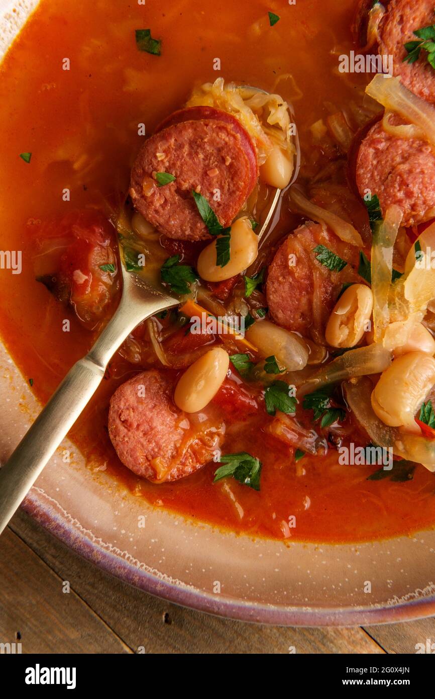 German kielbasa Oktoberfest stew with cabbage and sauerkraut Stock Photo Alamy