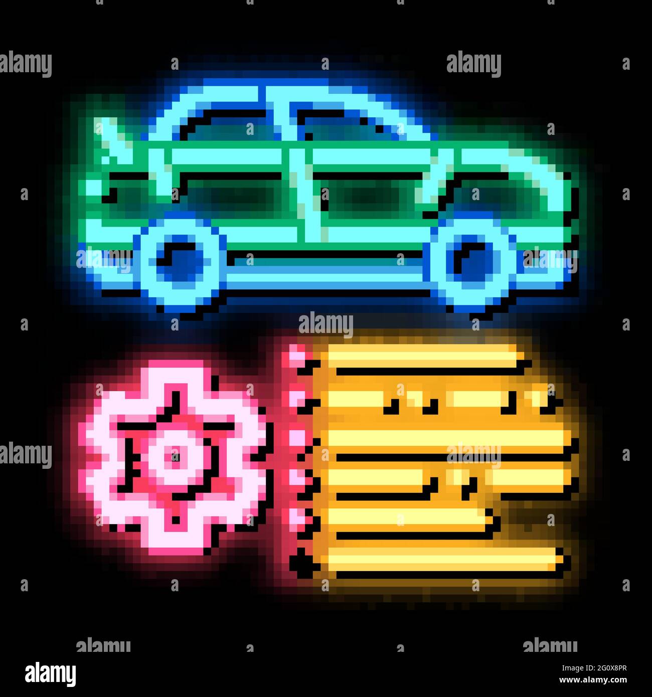 Car Feature Gear neon glow icon illustration Stock Vector Image & Art ...