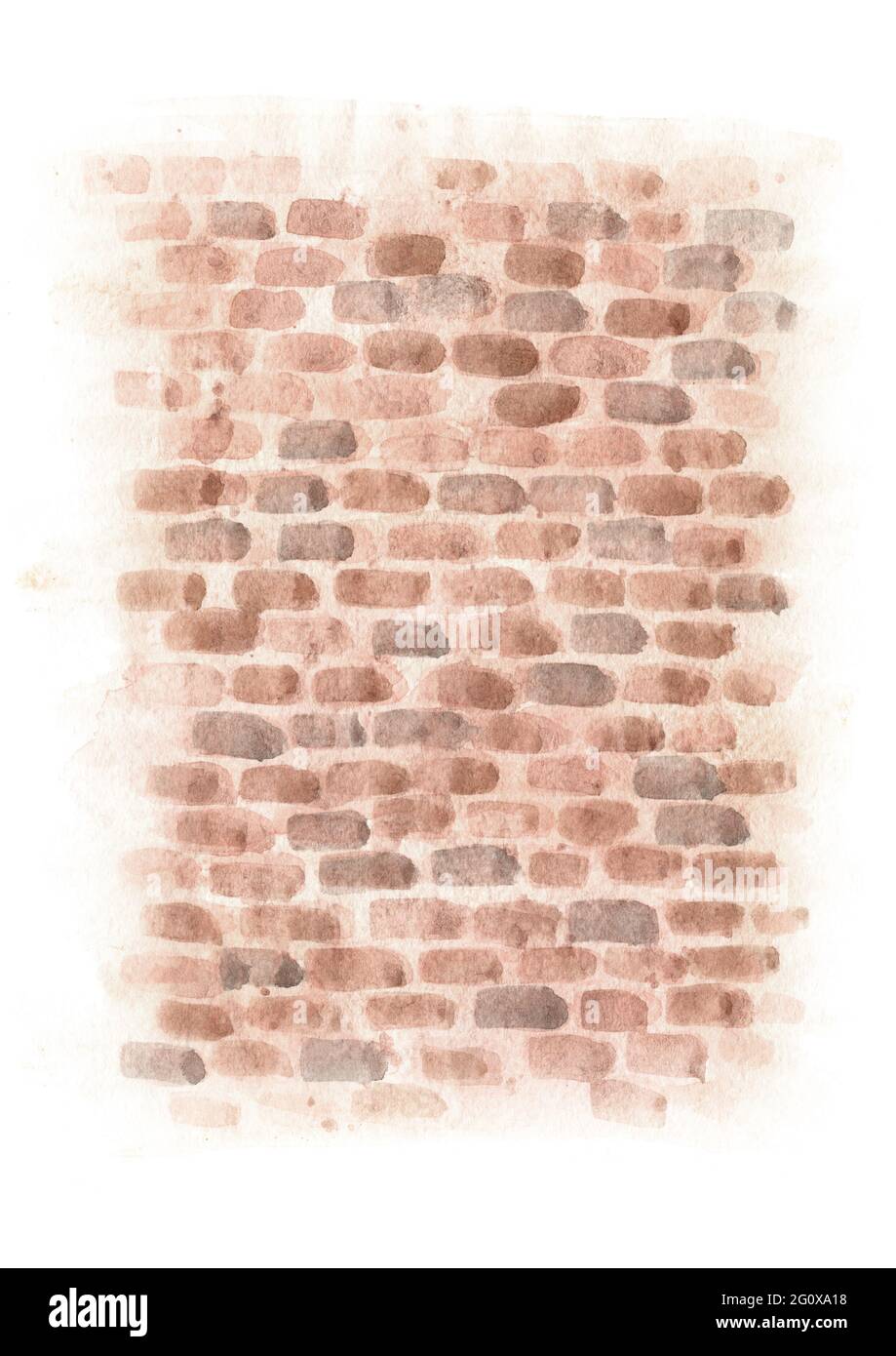 Brick grunge wall. Hand drawn watercolor illustration,  isolated on white background Stock Photo
