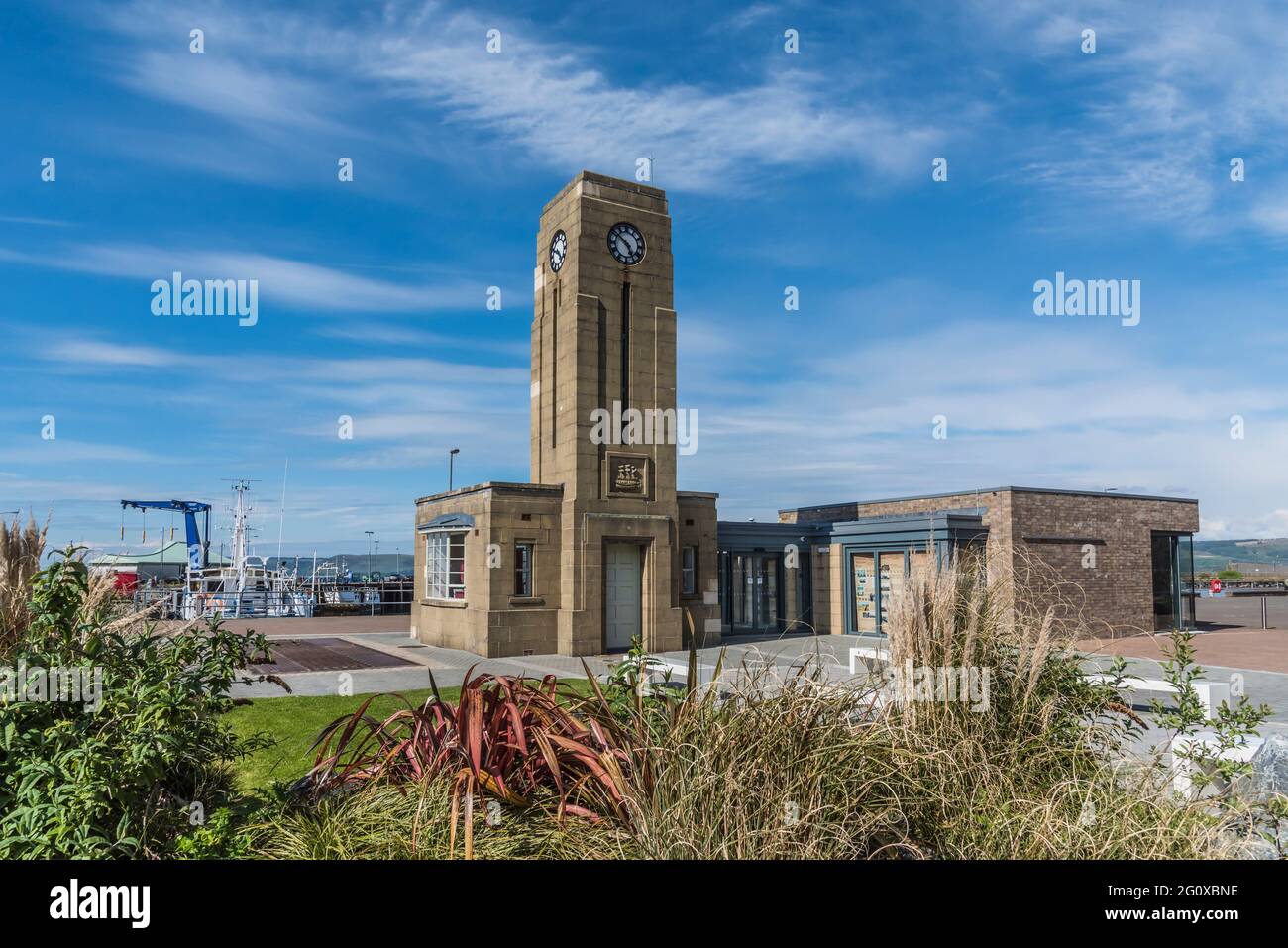 The image is of the old Port Authority Building at west coast town and port of Stranraer on the west coast of Scotland Stock Photo