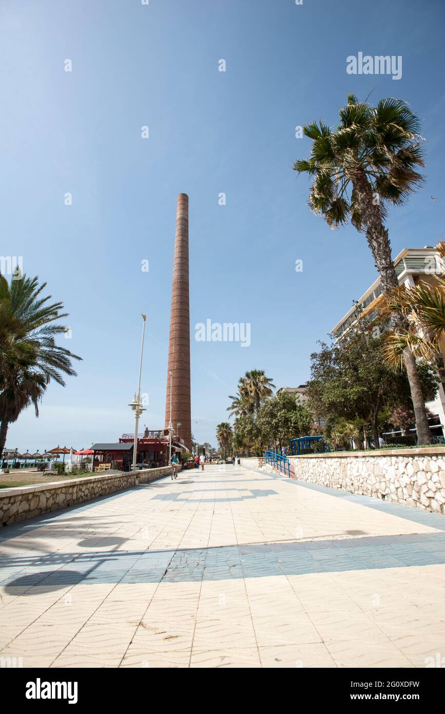 Chimney of the lead foundry 'Los Guindos'. Monica Tower, Malaga Stock Photo