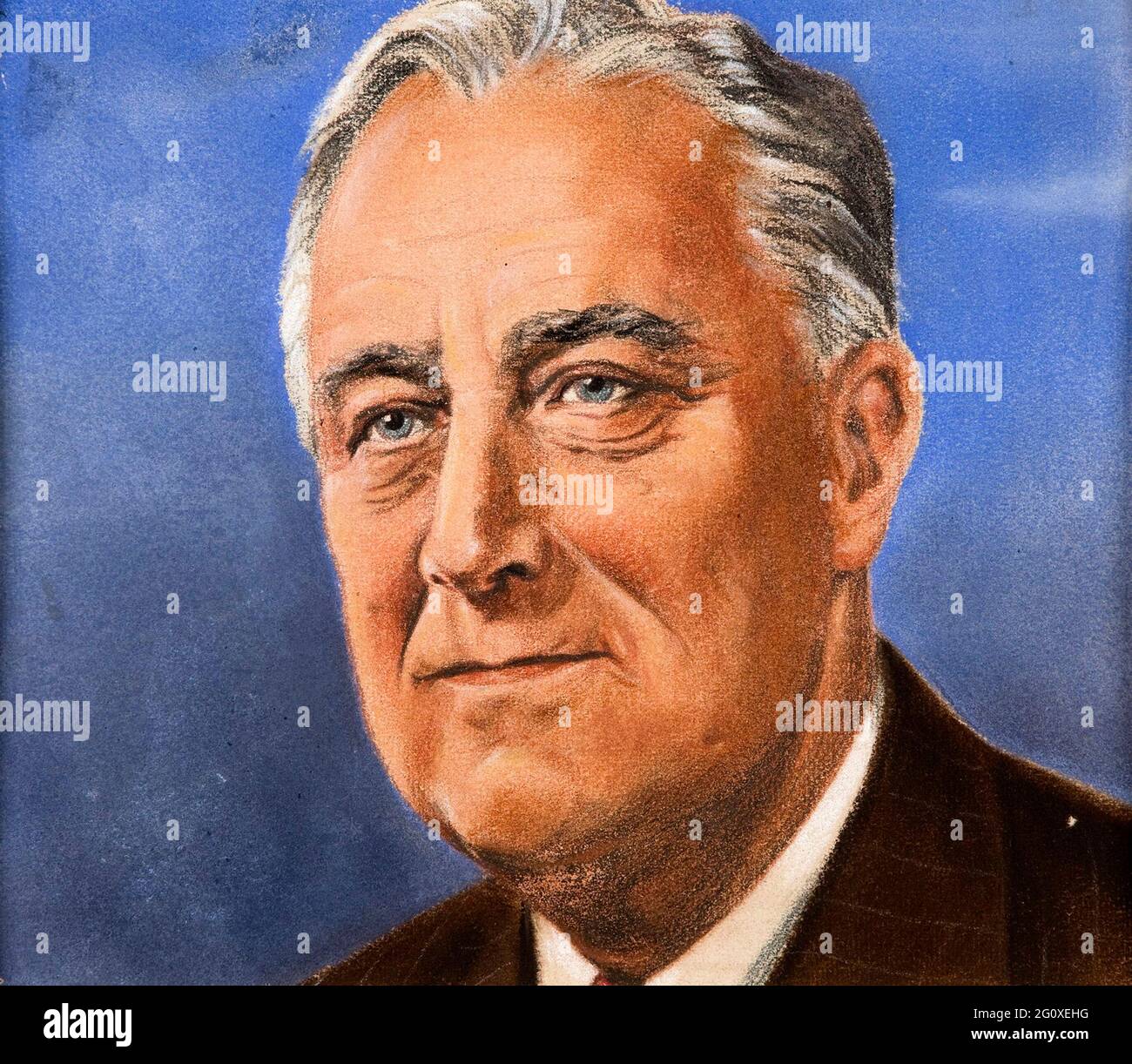 A portrait of Franklin Roosevelt drawn for the UK Ministry of Information by Austrian artist William Timym Stock Photo