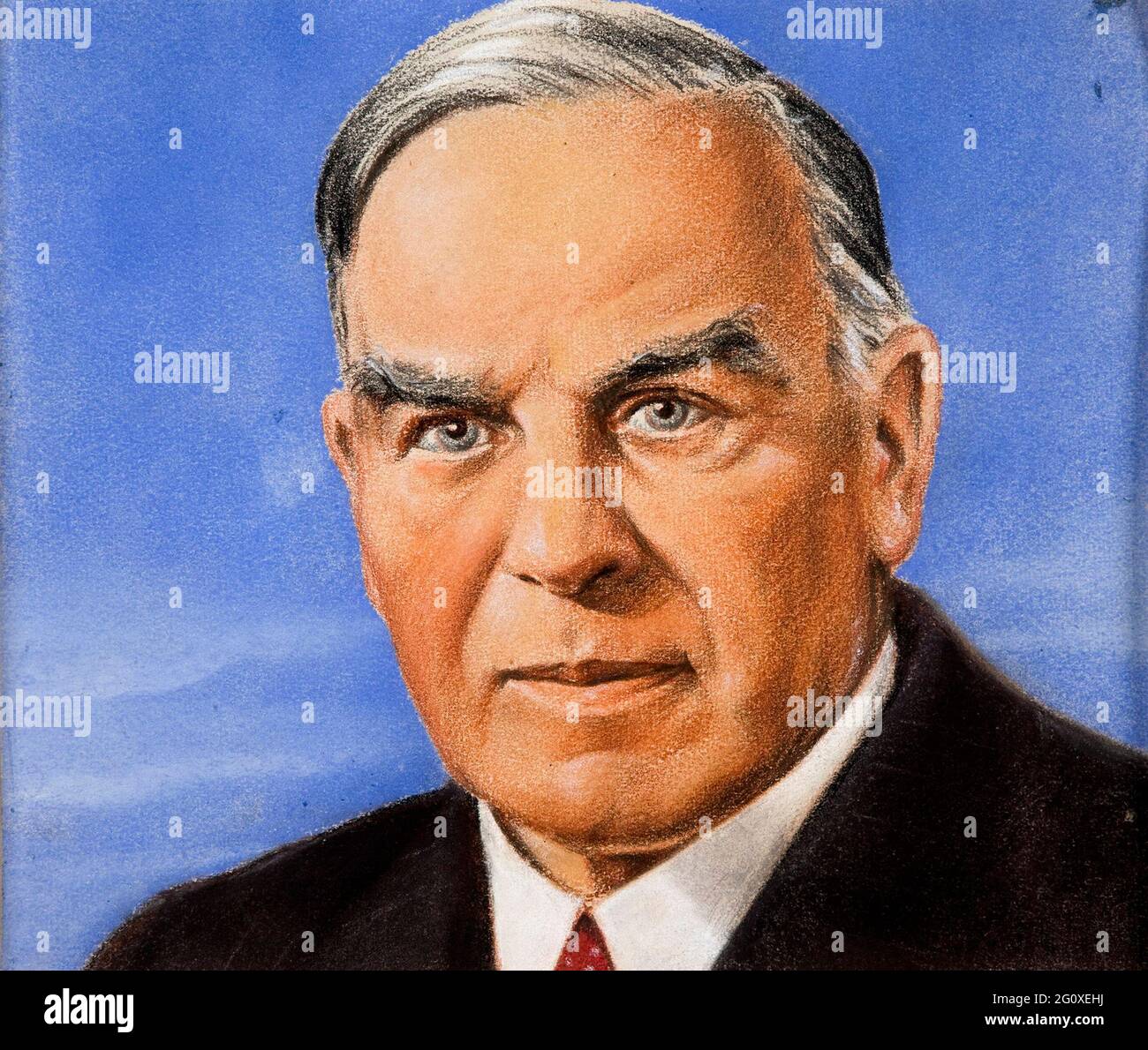 A portrait of Mackenzie King drawn for the UK Ministry of Information by Austrian artist William Timym Stock Photo