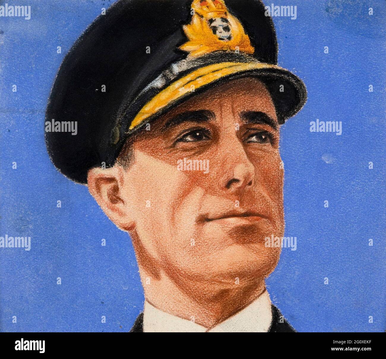 A portrait of Lord Louis Mountbatten drawn for the UK Ministry of Information by Austrian artist William Timym Stock Photo