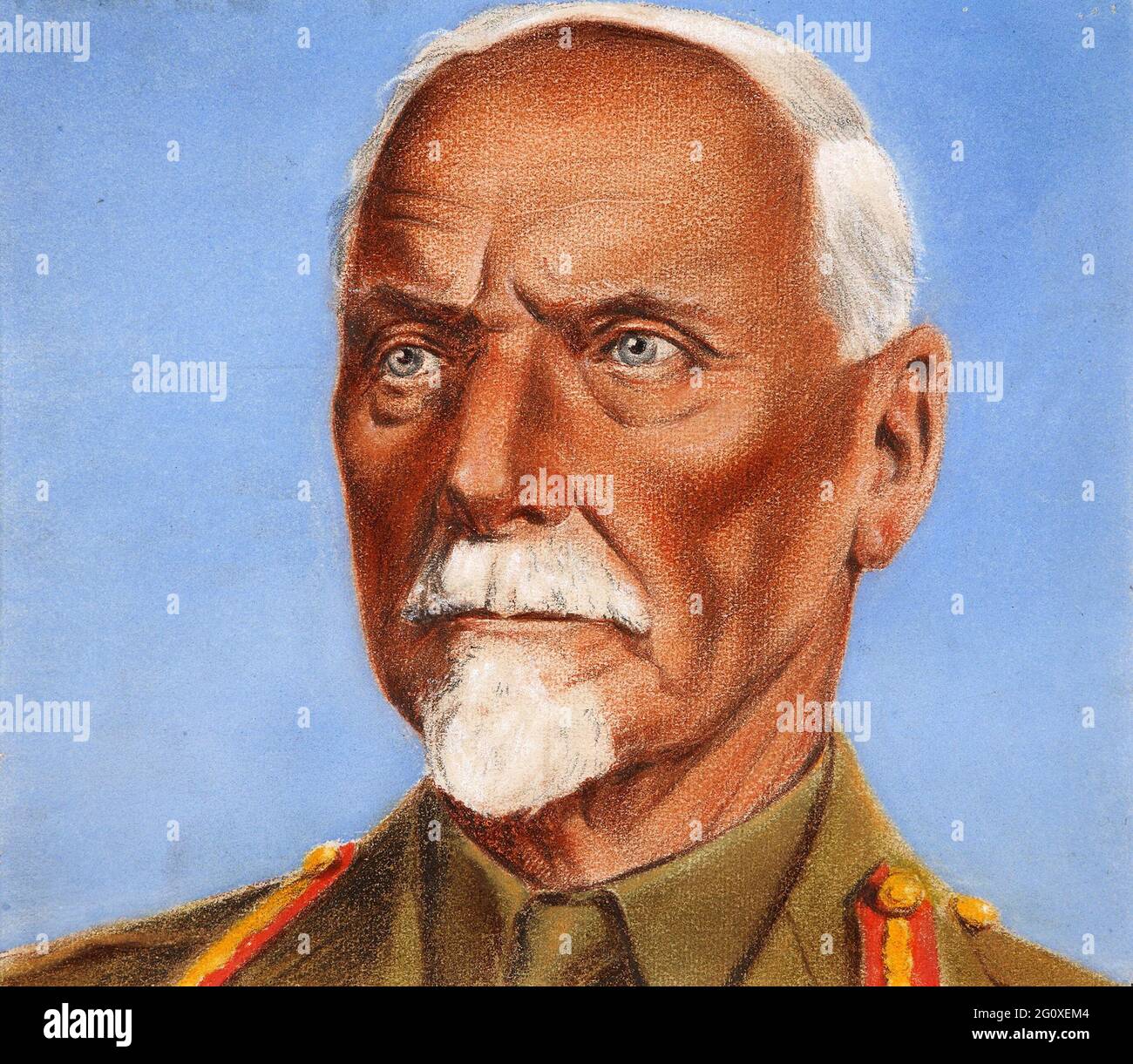 A portrait of Field Marshal Jan Smuts drawn for the UK Ministry of Information by Austrian artist William Timym Stock Photo