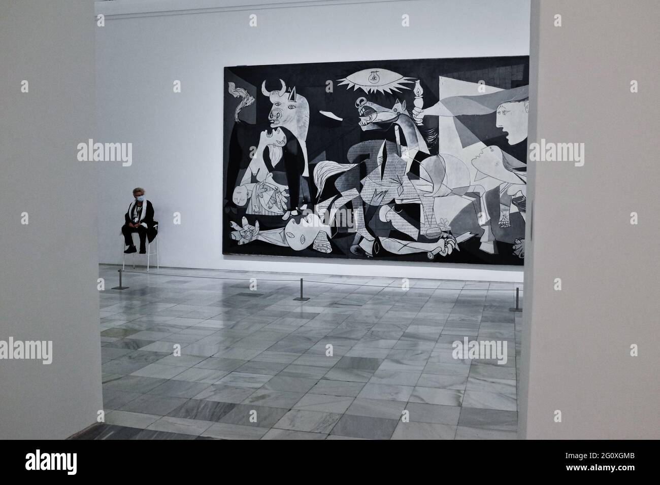 The famous Guernica, by Pablo Picasso, at the Reina Sofia museum, in Madrid, Spain. Stock Photo