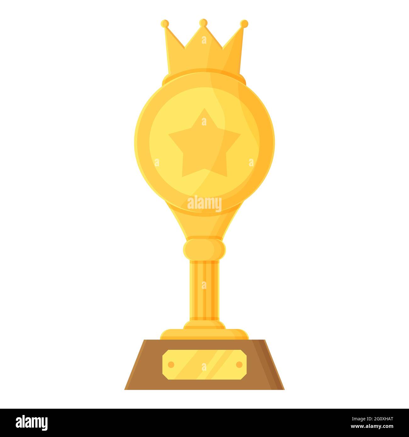 Cartoon winner cup object. Golden trophy with crown. Prize ...